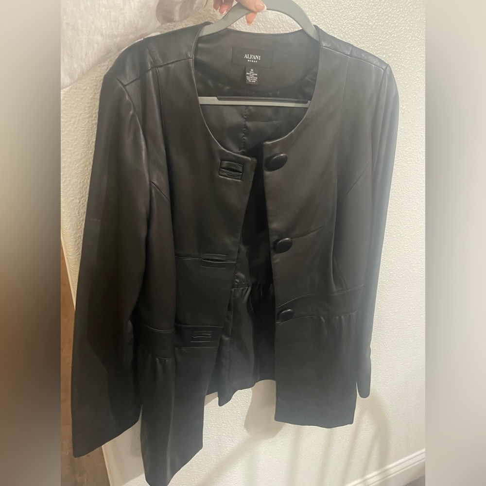 Alfani black leather jacket